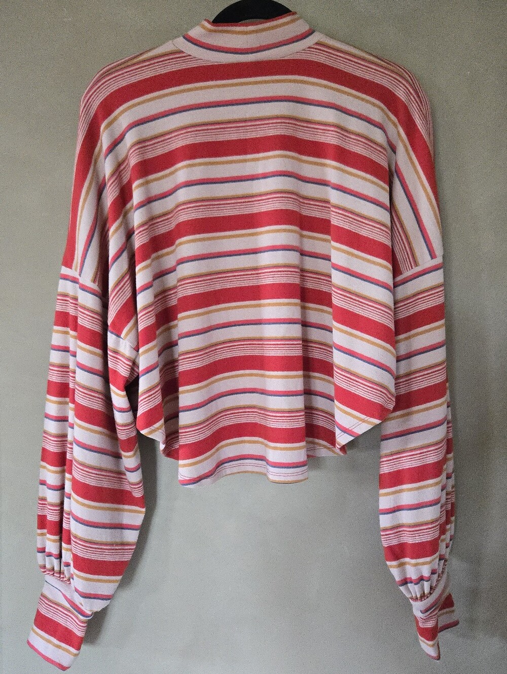 Free People | 'Steph' Coral Red Multi Striped Long Sleeve Tee, Size S - Picture 7 of 9